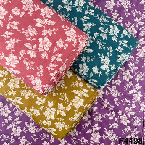 Floral Print Rayon Cotton Fabric- F4498